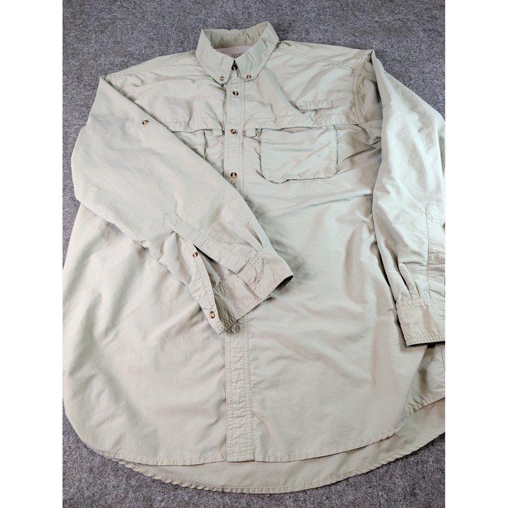 LL Bean Mens XL Tall Fishing Shirt Long Sleeve Ventilated Sage Green 192203 EUC